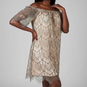 Sugar + L!Ps Lace Off-Shoulder Ivory Dress – Size Medium